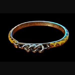 Mannelli Florence Silver Plated Tan Snake Skin Pattern  Leather Cuff Bracelet